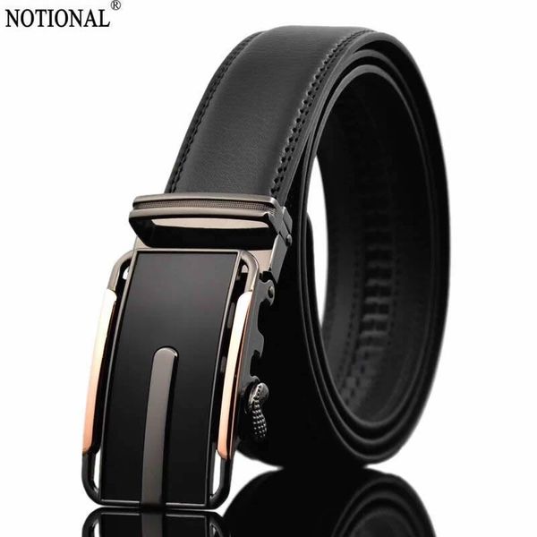 

men belt genuine leather belt belts for men mens ratchet slide belts leather automatic buckle male vintage jeans chain nx3149, Black;brown