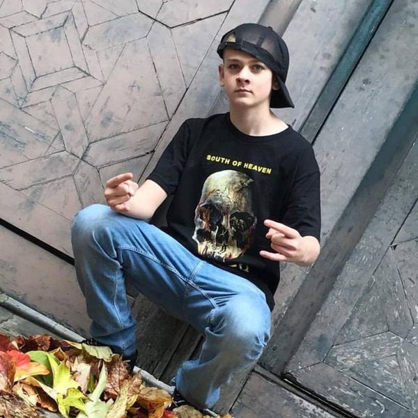 

20fw box logo slayer south of heaven tee hip hop solid t-shirt summer short sleeves men women street skateboard tee hfymtx668, White;black
