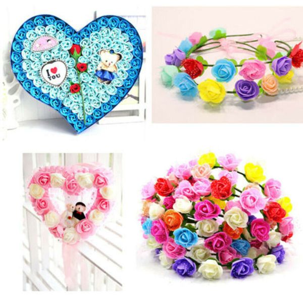 

144 Heads Mini Foam Rose Fake Floral Flower Heads Home Wedding Party Decor Bouquet Valentine's Day Gift