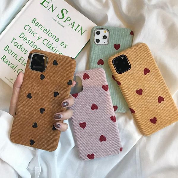 

мультфильм love heart вельвет телефон чехол для iphone 11 pro max xs xr x 6 6s 7 8 плюс хлопок белье плюша зимы мягкий pu обложка тина