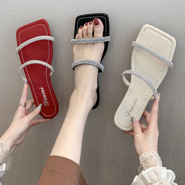 

slippers women summer glitter slides low flat shoes female pantofle fashion jelly 2020 crystal rubber pu basic female, Black