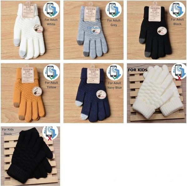 

winter warm gloves touch screen women men stretch knit mittens imitation wool full finger guantes female crochet luvas thicken dhl an2823
