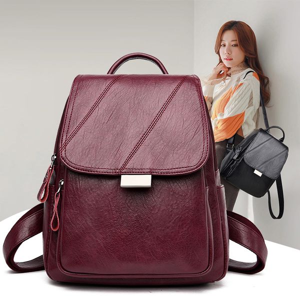 

2019 new bag girl bag student new youth pu leather leisure backpack women backpack purse
