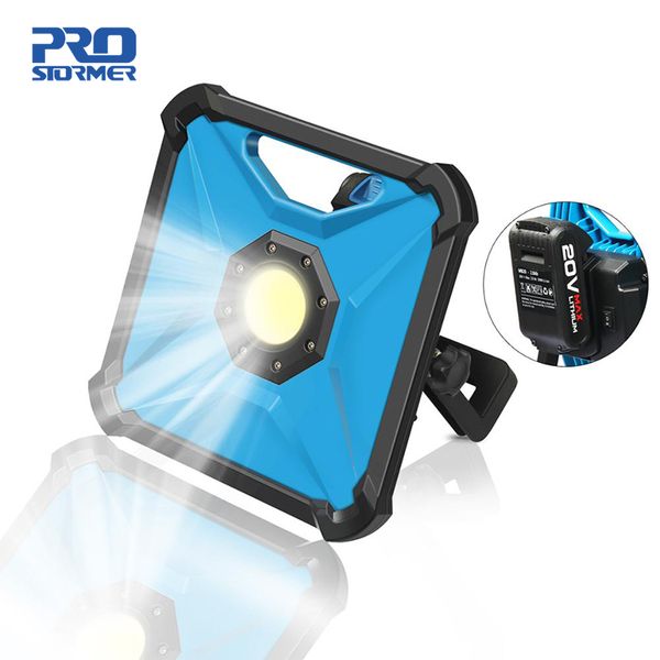 

prostormer 20v cordless led portable work light rechargeable 2000 mah battery spotlight multifunction rechargeable led work lamp