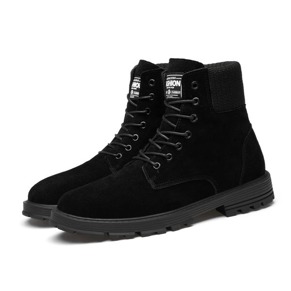

2019 new brand leather warm boots autumn winter men's boots fashion motorcycle outdoor working snow men shoes %3006, Black