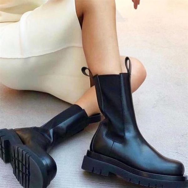 

New Winter Women Shoes Short Platform Boots Black Fashion Round Toe Slip On Ladies Shoes Woman