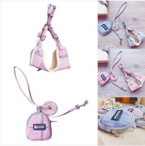

wholesales 3 piece suit british style pull leash adjustable dog pet vest harness +leash