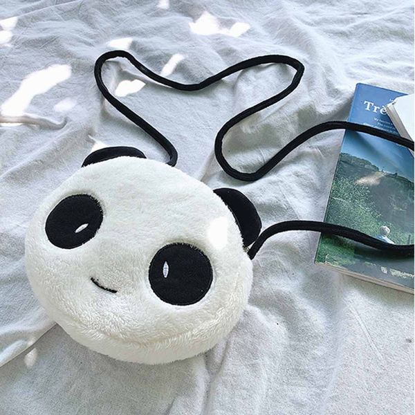 

women 2019 mini cute panda plush bag girl shoulder messenger bag coin purse solid zipper women handbag patent cotton fashion
