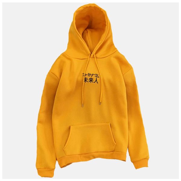

women's hoodies & sweatshirts chinese lettering hoodie yellow sweatshirt poleron mujer 2021 women letter embroidered kangaroo pocket 2x, Black