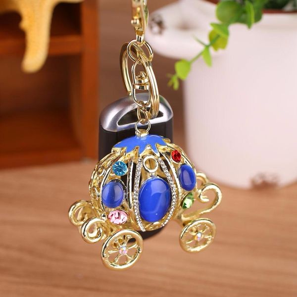 

dazzling rhinestone pumpkin carriage car pendant jewelry keychain christmas