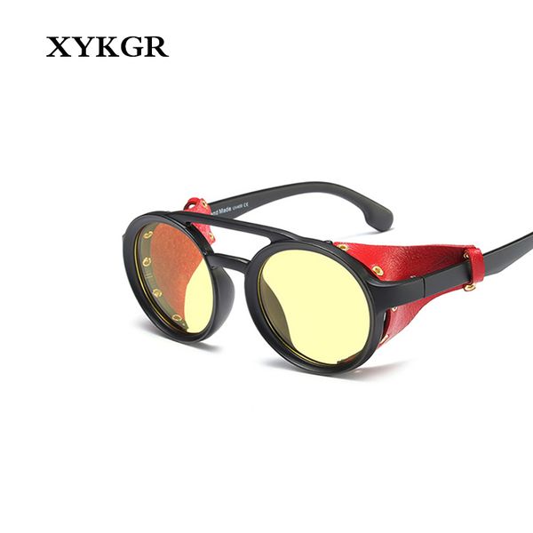 

xykgr новые круглые очки мужские тренды стимпанк индивидуальные солнцезащитные очки женские градиентные линзы очки uv400 мода, White;black