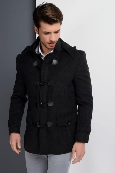 

dewberry male anthracite overcoat-1020001p8379, Black;brown