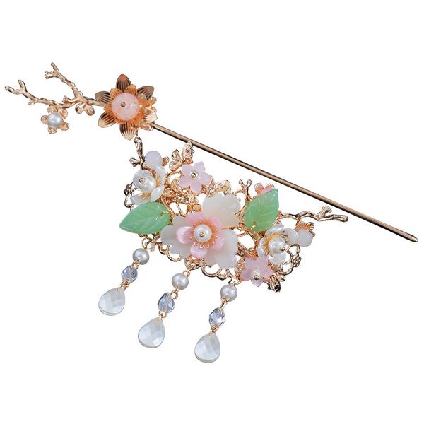 

китайская головной убор супер фея pearl кристалл бахромы шпильки антикварных свадебных аксессуаров для волос женских свадебных аксессуаров, Golden;white