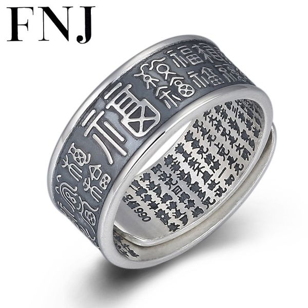 

fnj good luck fu rings 990 silver adjustable size open popular s990 solid thai silver ring for women men jewelry fine, Golden;silver