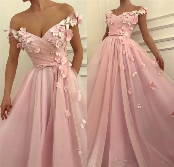 

2019 pink 3d floral african prom dresses a line off shoulder plus size pearls crystal girls pageant formal evening party gowns, Black