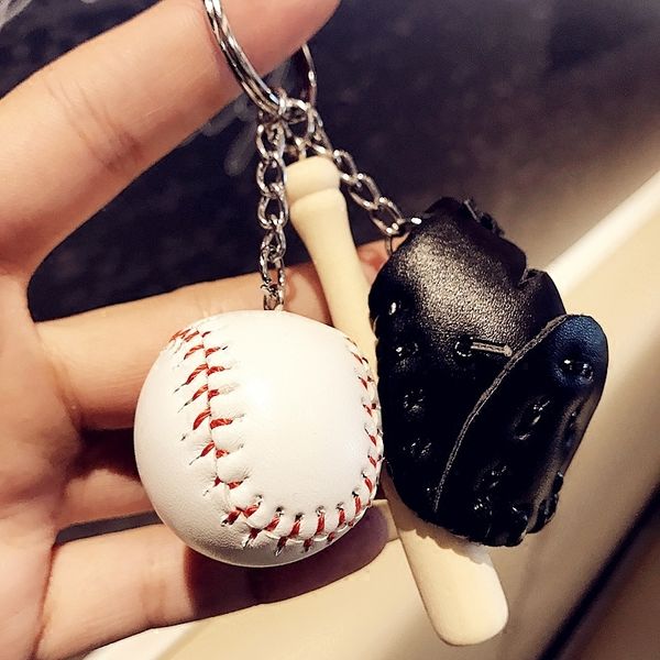 

2019 mini cute baseball key chain men women keychain sport softball bag pendant creative fun key ring pendant gift jewelry, Silver
