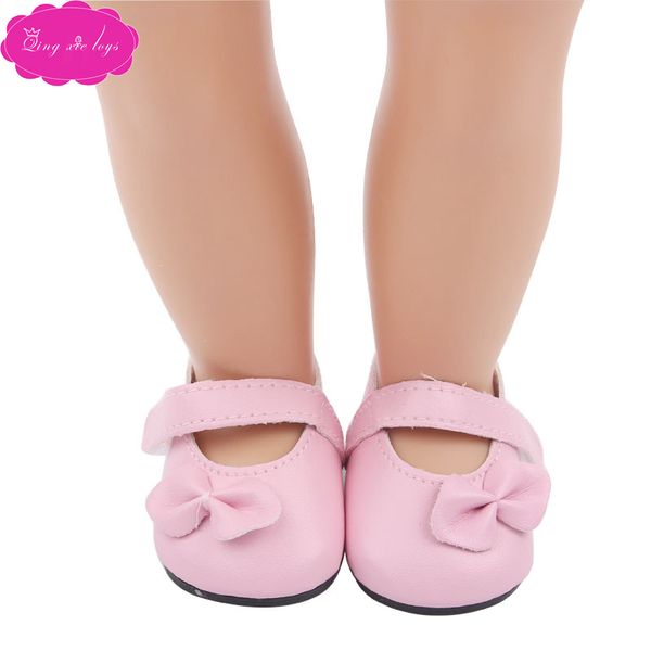 

cute 18-inch american doll shoes with side bow pink princess shoes