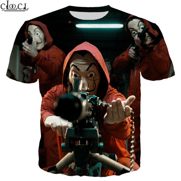 

2020 fashion la casa de papel men t shirt 3d printed money heist the paper house casual streetwear, White;black