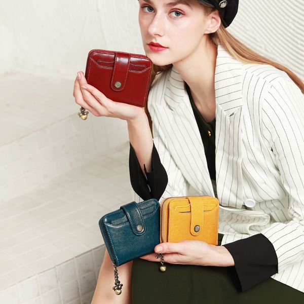 

2020 new luxury designer brand women wallets european and american fashion genuine leather bifold wallet short cute coin purse 005, Red;black