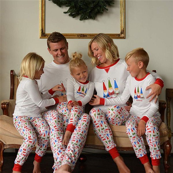 

christmas family pajama outfits santa clause printed momther father kids matching homewear xmas sleepwear clothing set, Blue;red