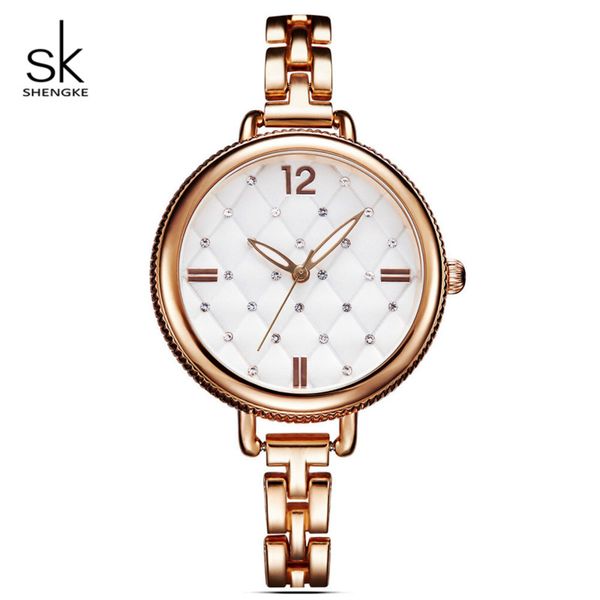 

shengke rose gold watches women quartz ladies wrist watch 2019 sk women bracelet watches #k0025, Slivery;brown