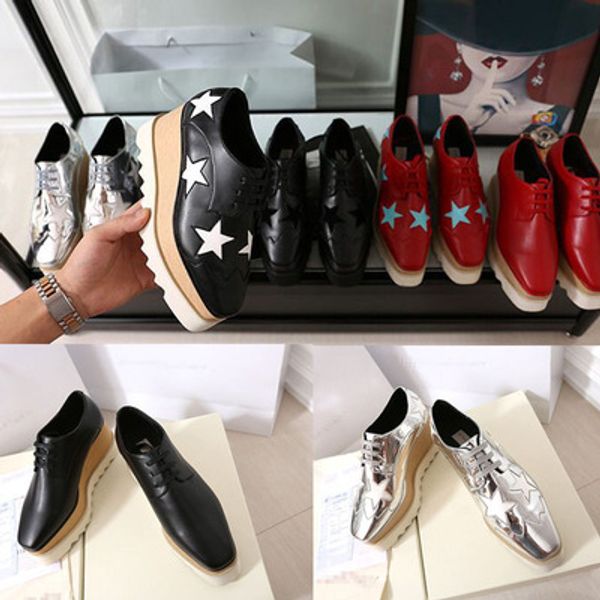 

2019 stella mccartney shoes genuine leather women fashion platform wedge platform oxfords boost sneakers 44f3, Black