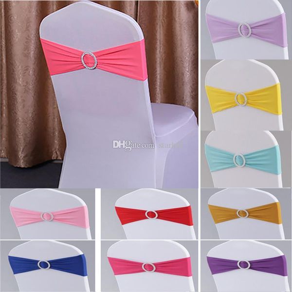 

elastic chair band covers sashes for wedding party prom with hoop buckle spandex chairs sash buckles cover party wedding dhl wx9-557