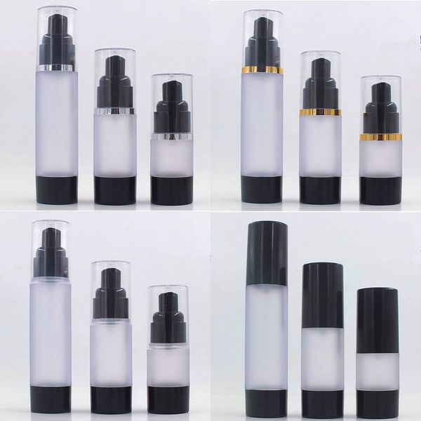 15ml 30ml 50ml frosted airless pump bottle or lotion bottle or essence bottle with black lid/pump/bottom and frosted body f1698