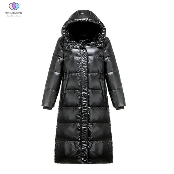

high end down jackets 2019 new slim plus size thick hooded warm coat fashion casual winter wild overkne women outerwear parka, Black