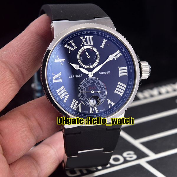 Nuovo Maxi Marine Chronometer 1183-122-3/42 Quadrante nero Riserva di carica Orologio automatico da uomo Cassa in acciaio Cinturino in caucciù Orologi sportivi Hello_watch