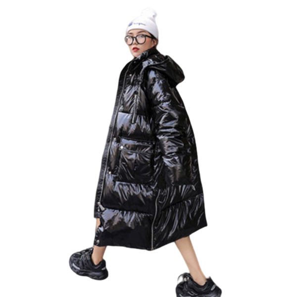 

winter new women's clothing down cotton clothing fashion brand hooded keep warm down cotton dress female long coat ing, Black