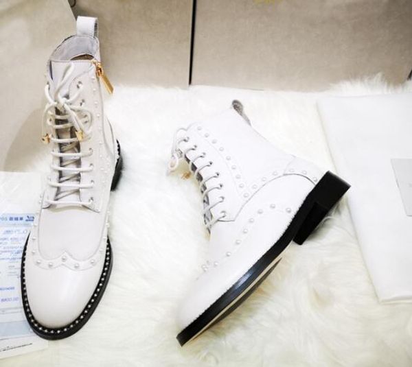 

orignal box] luxury new jc womens martin london ankle autumn winter pearl cow leather boots shoes size 35-40, Black