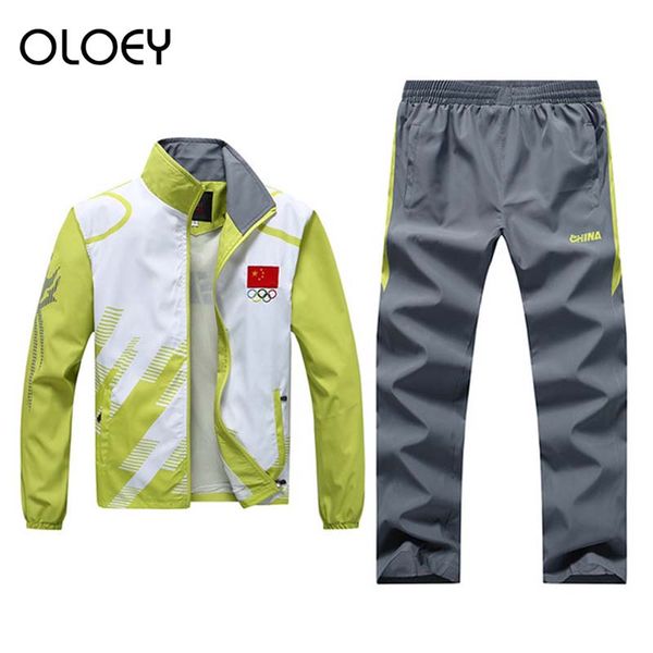 

olympic tracksuit men summer sport suits teenager school track suits jogging male set running sweat training tracksuit, Gray