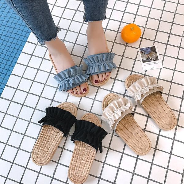 

sandals for women 2019 summer fashion wear all kinds of cashmere one font casual flat bottom sandals for women, Black