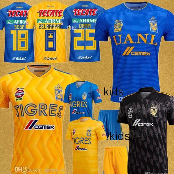 

men + kids mexico tigres uanl soccer jersey gignac vargas 2019 20 camiseta de futbol tigres damian liga mx football shirts, Black;yellow
