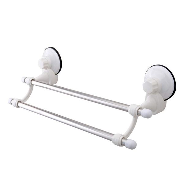 

18.5 inch double bars suction cup towel rail holder storage racks wall mounted abs bathroom organizer kitchen l
