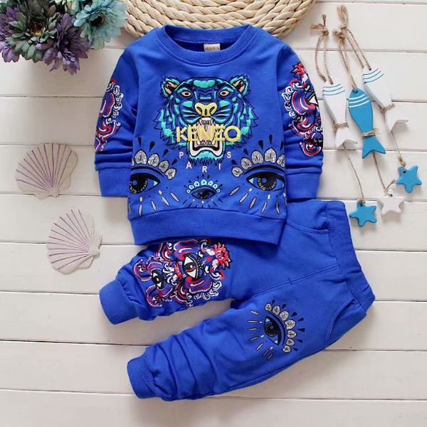 

1-4 years old luxury logo designer Baby Boy's Girl T-shirt pants two-piece olde Suit children's brand children's 2 piece cotton coat