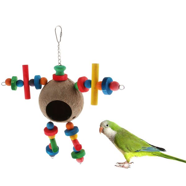 

coconut shell bird's nest chew toy for bird parrot macaw cockatiel pigeon