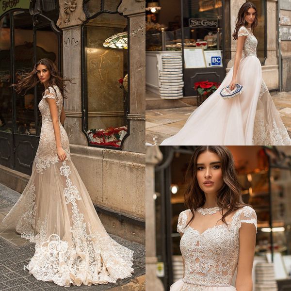 

naviblue 2019 русалка свадебные платья со съемными юбками sexy кружева аппликация бисером плюс размер свадебные платья vestidos де noiva, White