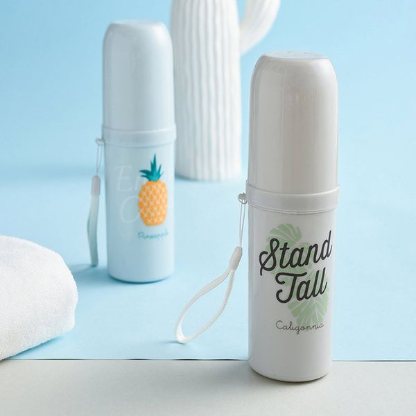 

1 pc portable cactus pineapple hiking travel toothbrush holder outdoor portable storage trendy cute box camping toothrush case