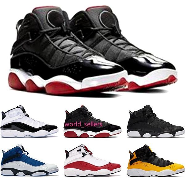 

6 six rings mens basketball shoes bred concord matte silver taxi white university red men trainers sports sneakers size 7-13