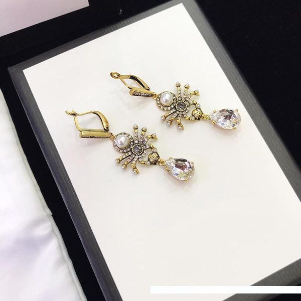 

new fashion women jewelry gold plated sparkling spider earrings necklace for girls women for party wedding charming jewelry gift, White
