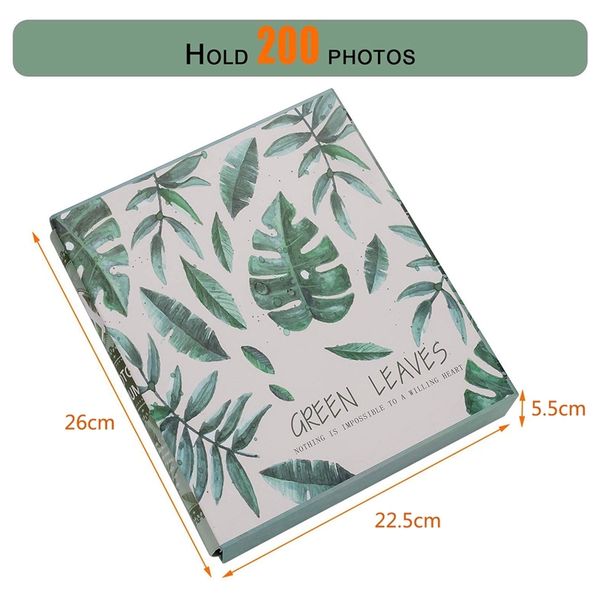 

art p album slip in case with 200 pockets 6 x 4 inch - family friends memories picture pgraph albums book - green leaves other home