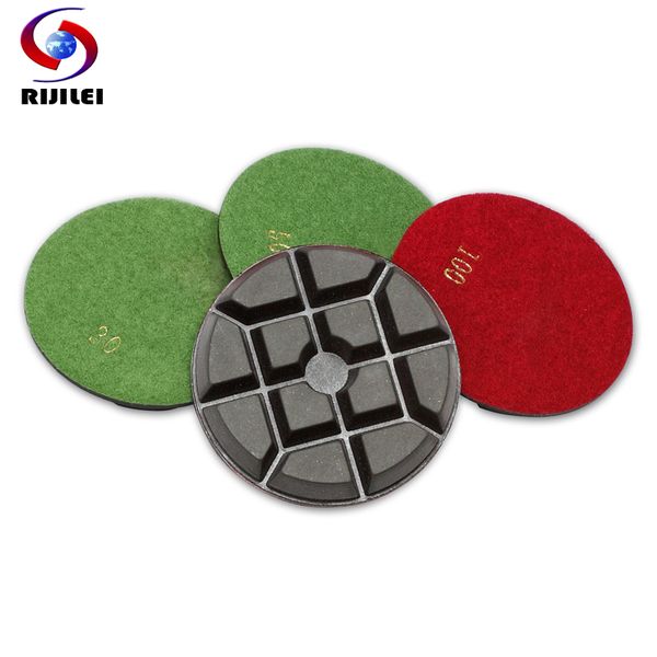

rijilei 4pcs/set 4 inch diamond floor polishing pad 100mm concrete sanding disc granite marble restoration grinding disc