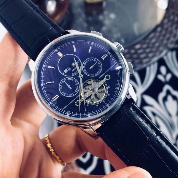 

luxury mens designer watches fashion black brown real leather strap automatic mechanical self-wind movement wristwatches orologio di lusso
