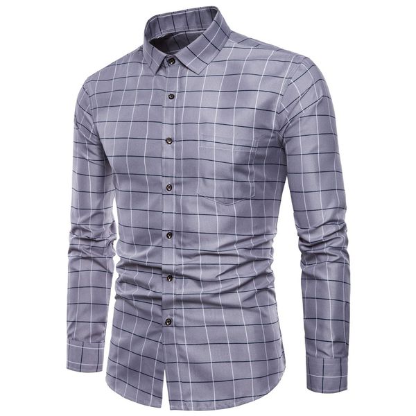 

brand man long sleeve oxford formal casual plaid slim fit dress shirts british style business men social cotton men's shirt, White;black