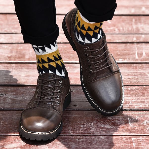 

men's casual shoes suede leather oxford formal dress shoes non slip lace up safty work boots high quality, Black