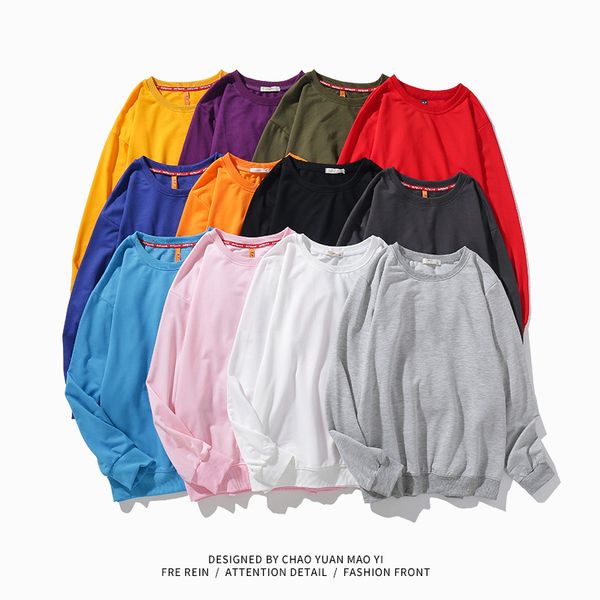 

men's hoodies & sweatshirts zhijing style wear solid color round neck, Black