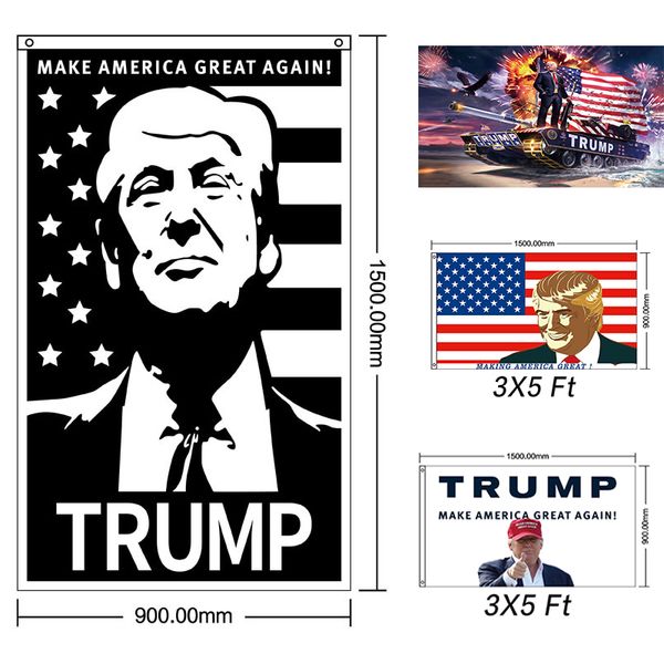 

donald john trump amercia flags 90*150cm polyester head metal grommet personality decortive trump banner flag tc190417 50pcs
