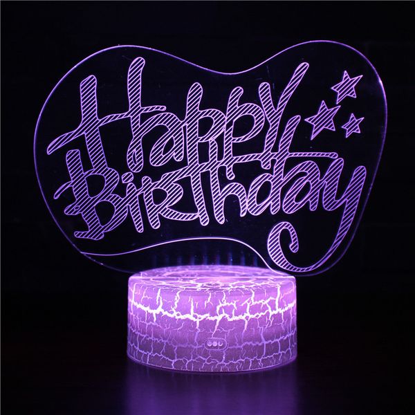 2020 3d Illusion Happy Birthday Night Light Usb Change Touch Table